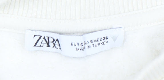 Womens UK Size S Zara Ivory Pullover Sweatshirt