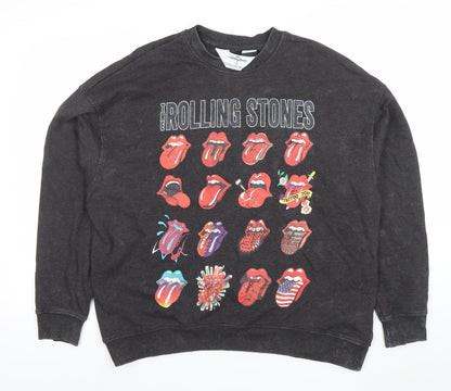 Womens UK Size XS The Rolling Stones Black Pullover Sweatshirt