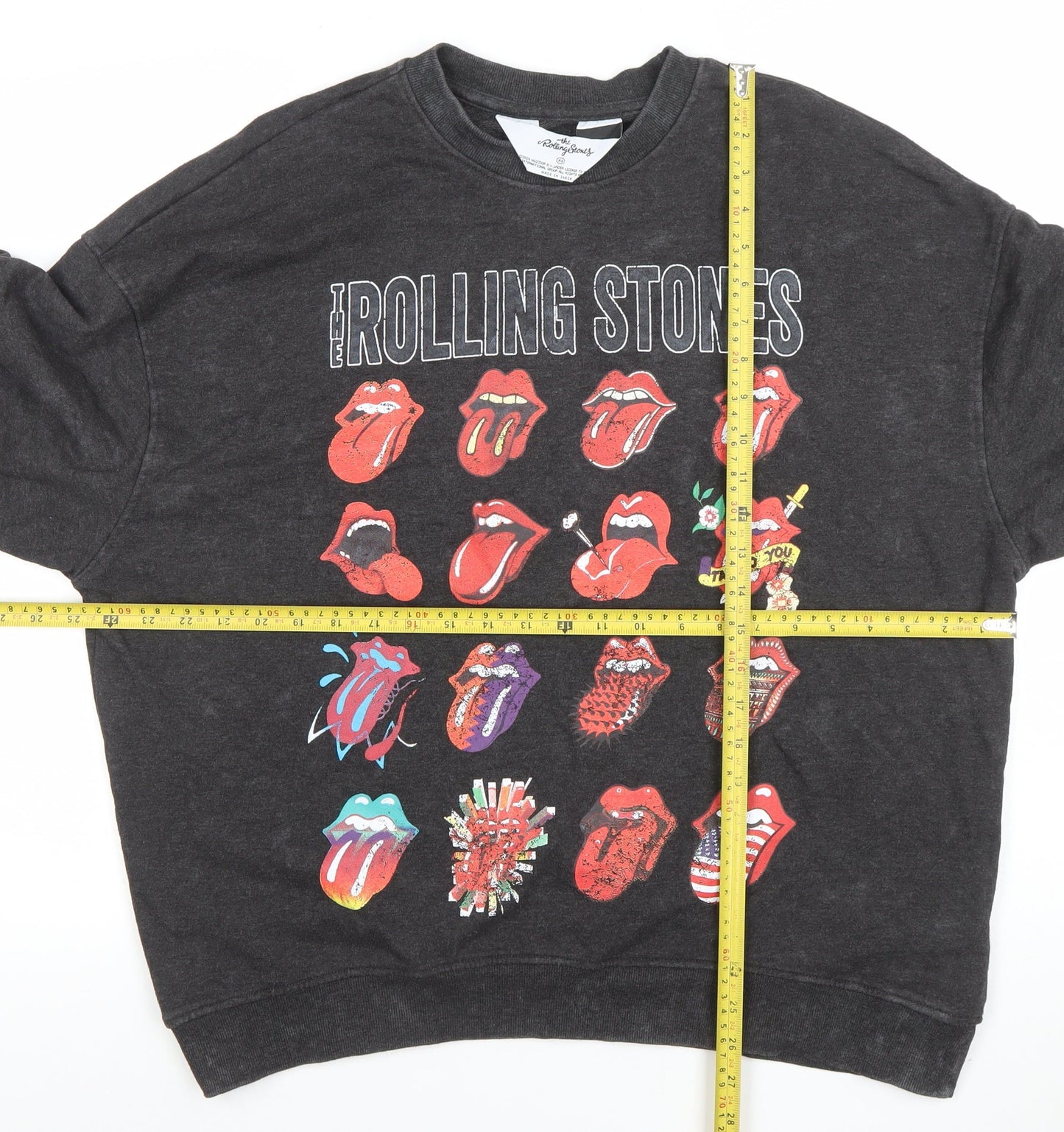 Womens UK Size XS The Rolling Stones Black Pullover Sweatshirt