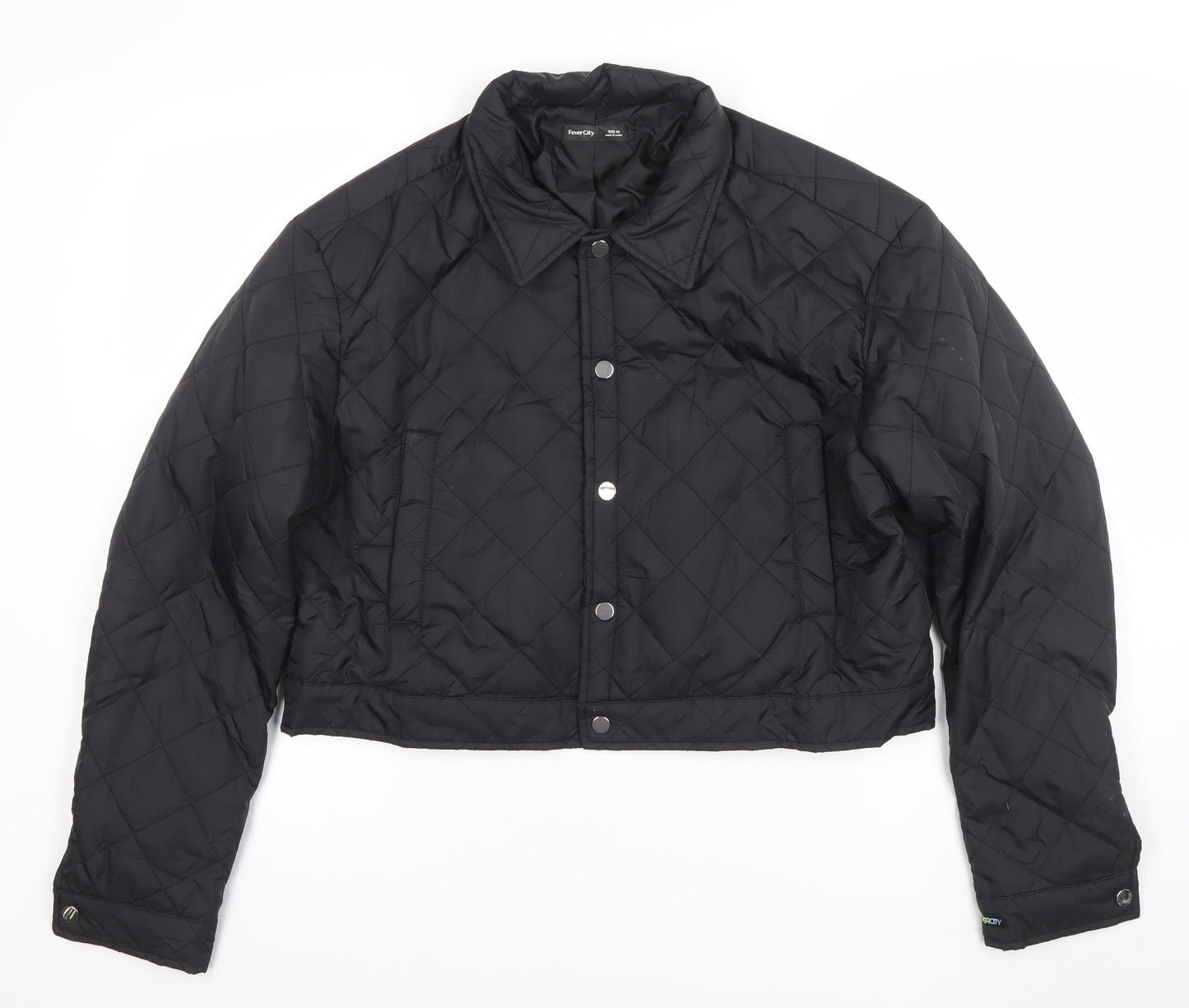 Womens UK Size M Fever City Black Quilted Coat