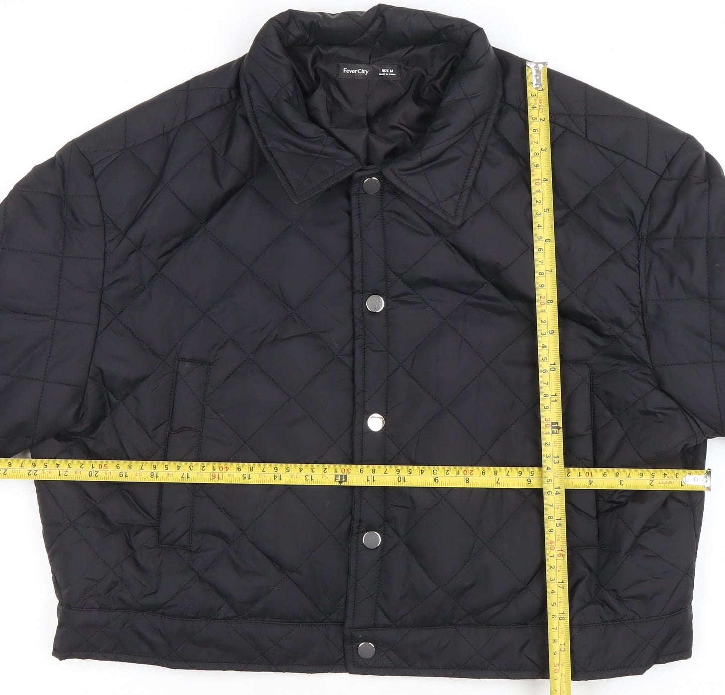 Womens UK Size M Fever City Black Quilted Coat