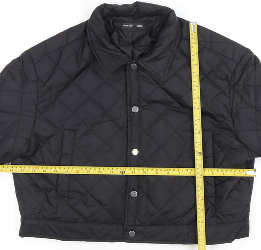 Womens UK Size M Fever City Black Quilted Coat