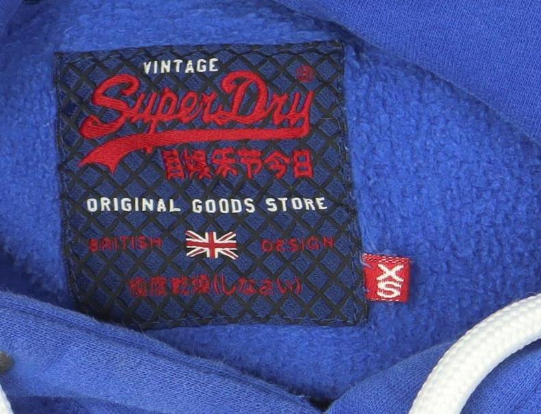 Mens UK Size XS Superdry Blue Pullover Hoodie