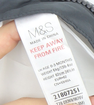 Marks and Spencer Unisex Baby Black Penguin Puffer Snowsuit 0-3 Months Winter Hooded