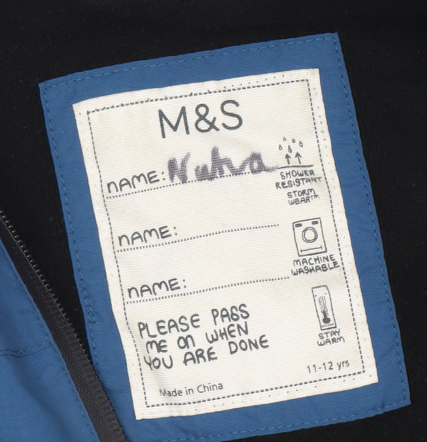 Boys UK Size 11-12 Years Marks and Spencer Blue Puffer Jacket