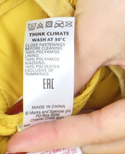 Boys UK Size 7-8 Years Marks and Spencer Yellow Puffer Jacket
