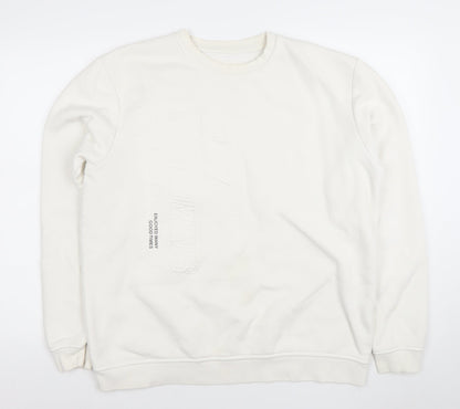 Womens UK Size L Pull & Bear Ivory Pullover Sweatshirt
