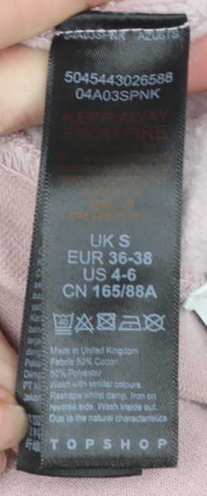 Womens UK Size S Topshop Pink Pullover Sweatshirt