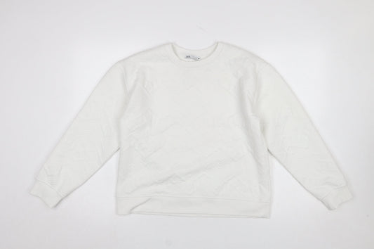 Womens UK Size S Zara White Pullover Sweatshirt