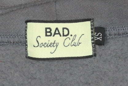 Womens UK Size XS Bad Society Club Grey Full Zip Hoodie