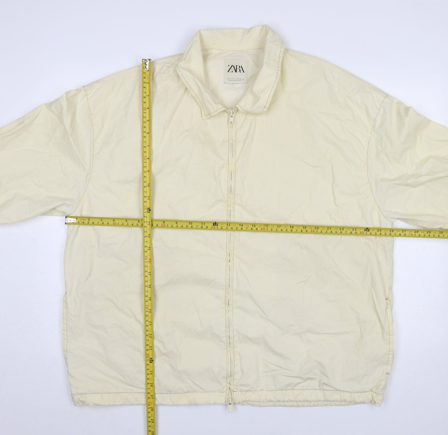 Mens UK Size L Zara Ivory Basic Jacket