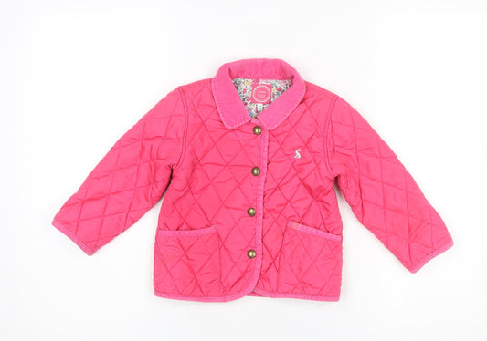 Girls UK Size 2-3 Years Joules Pink Quilted Coat
