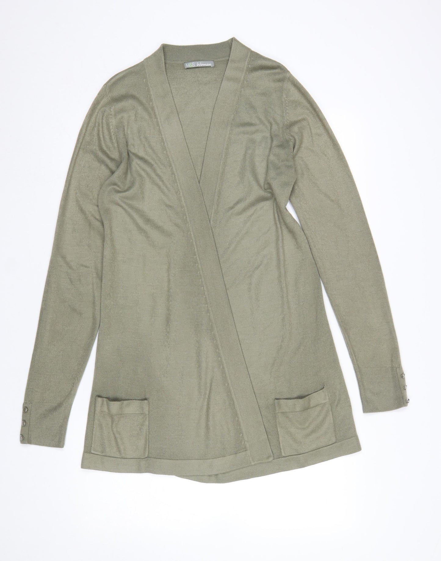 Womens UK Size 12 Marks and Spencer Green Cardigan Jumper