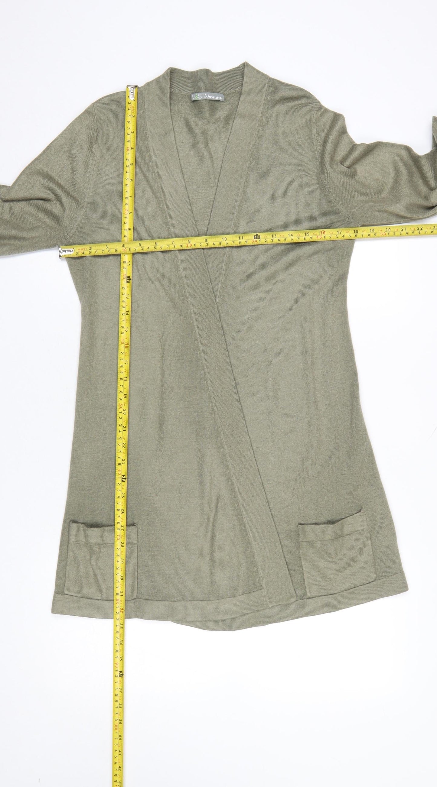 Womens UK Size 12 Marks and Spencer Green Cardigan Jumper