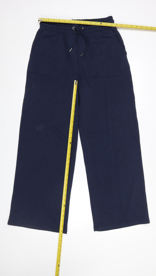 Tu Women Navy Blue Wide-Leg Sweatpants S Cotton Blend
