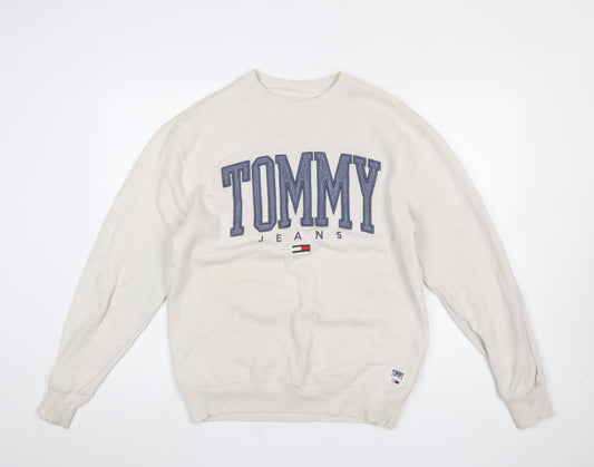 Mens UK Size S Tommy Jeans Beige Pullover Sweatshirt