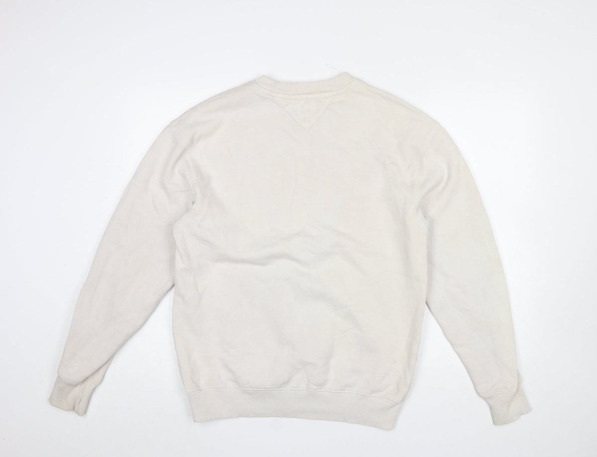 Mens UK Size S Tommy Jeans Beige Pullover Sweatshirt