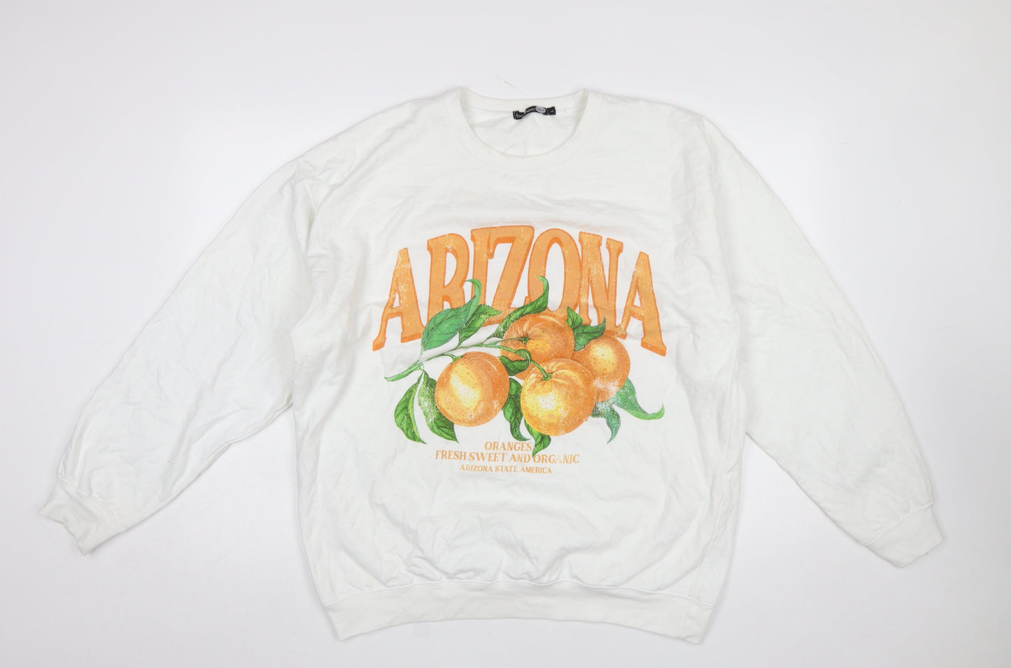 Womens UK Size L Boohoo White Pullover Sweatshirt