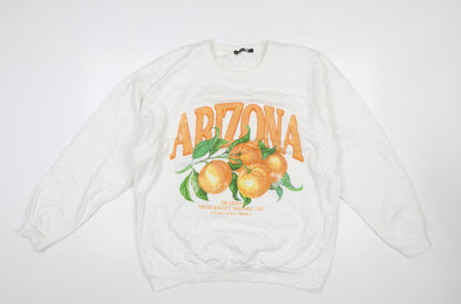 Womens UK Size L Boohoo White Pullover Sweatshirt
