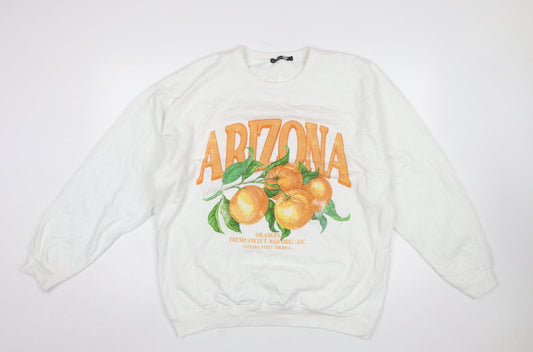 Womens UK Size L Boohoo White Pullover Sweatshirt