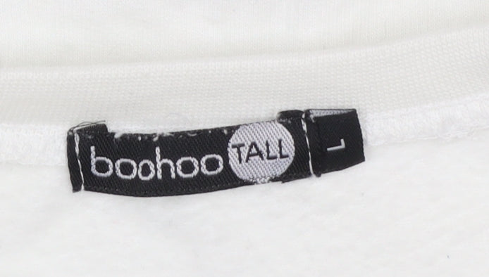 Womens UK Size L Boohoo White Pullover Sweatshirt