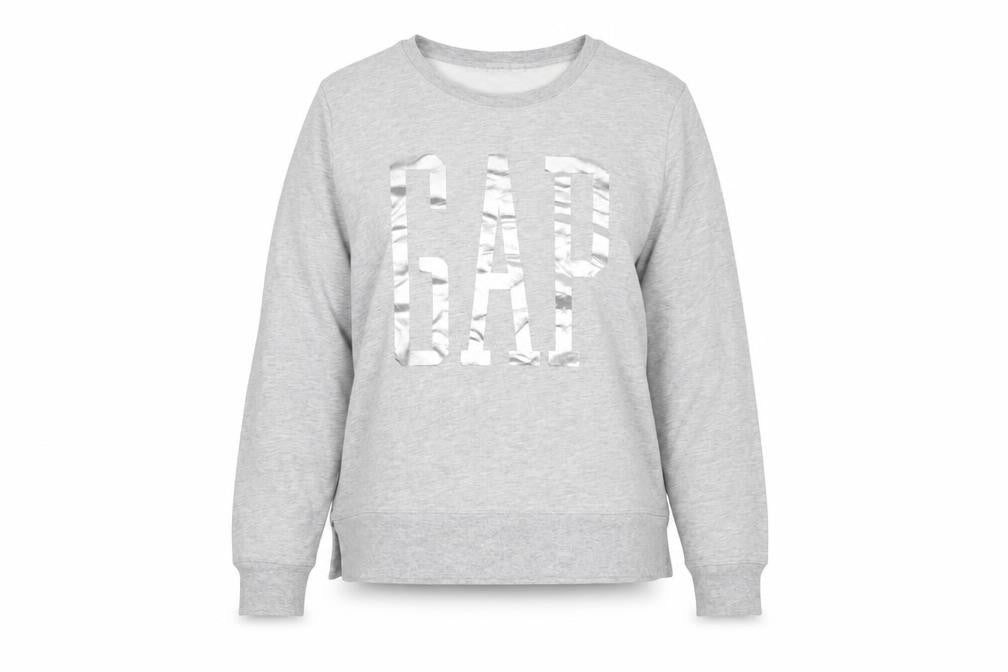 Gap Womens Grey Logo Pullover Sweatshirt Size XL Cotton Blend