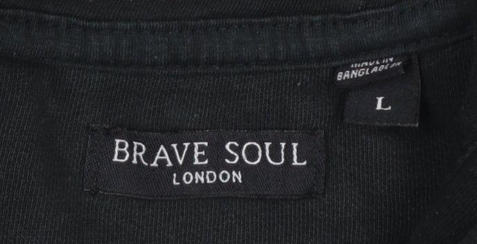 Mens UK Size L Brave Soul Black Pullover Hoodie