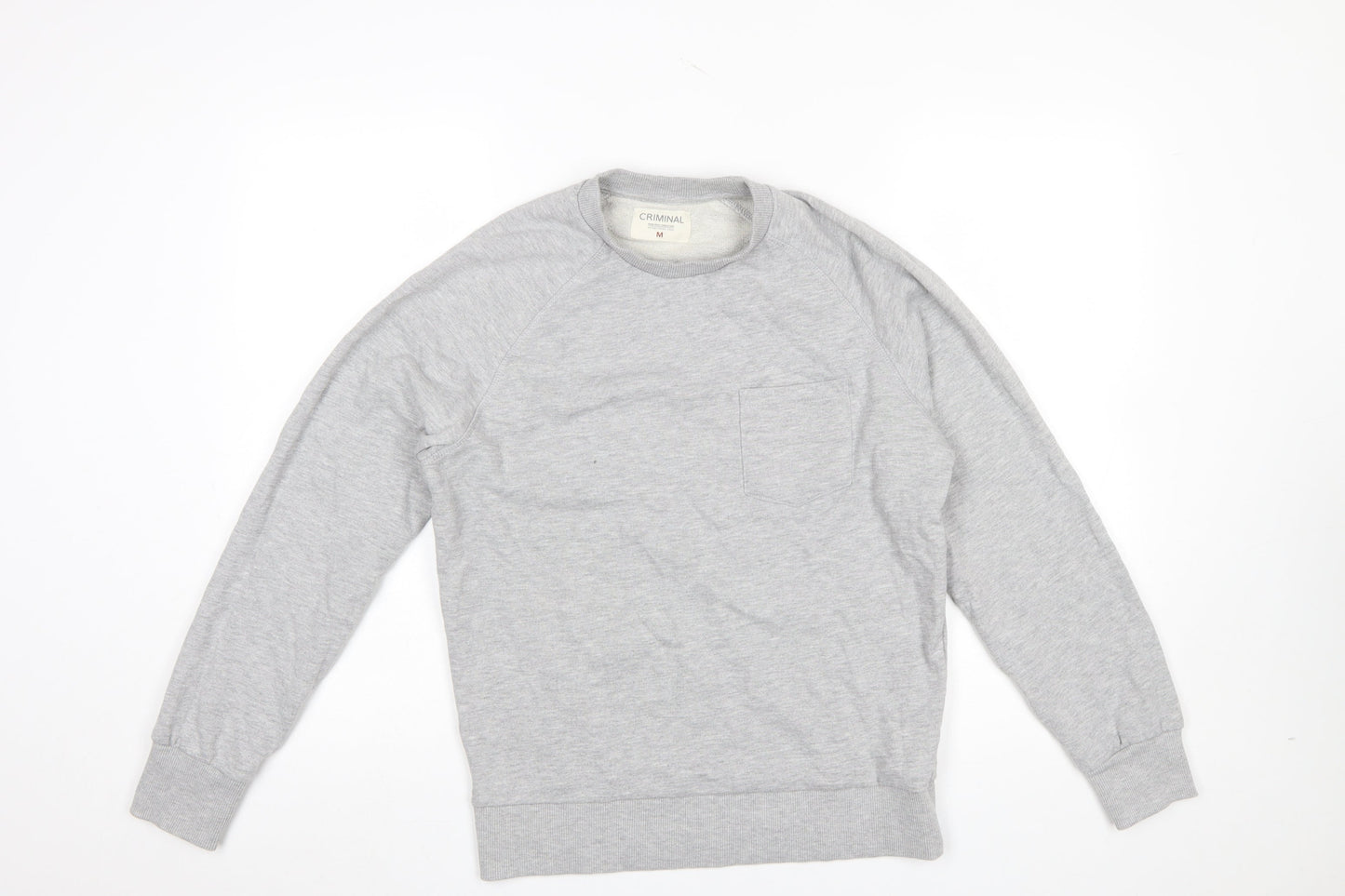 Mens UK Size M Criminal Grey Pullover Sweatshirt