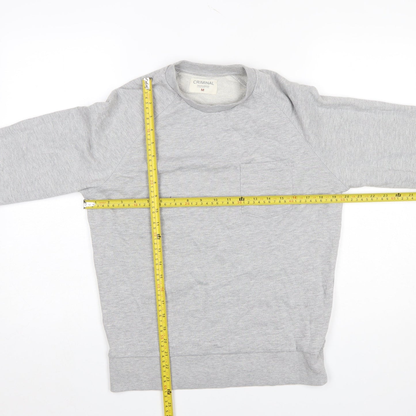Mens UK Size M Criminal Grey Pullover Sweatshirt