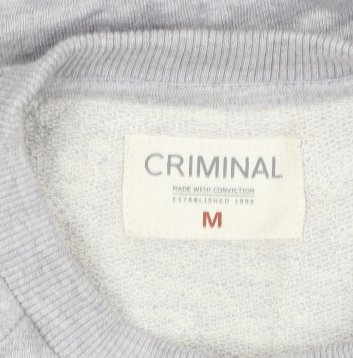 Mens UK Size M Criminal Grey Pullover Sweatshirt