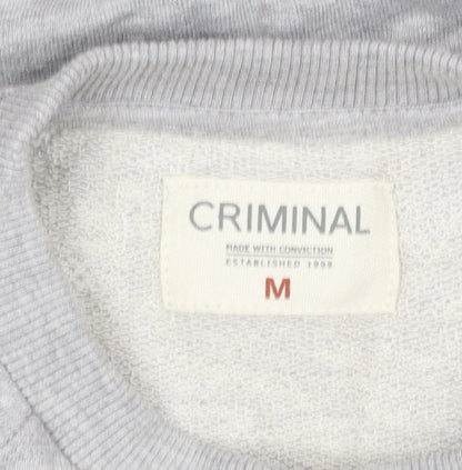Mens UK Size M Criminal Grey Pullover Sweatshirt