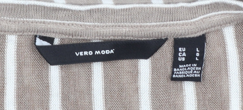 Womens UK Size L VERO MODA Beige Basic Blouse