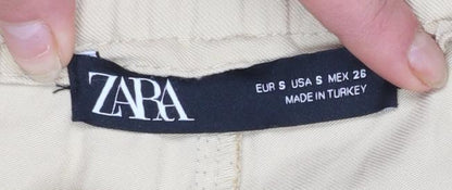 Womens UK Size S Zara Relaxed Fit Cargo Beige Trousers