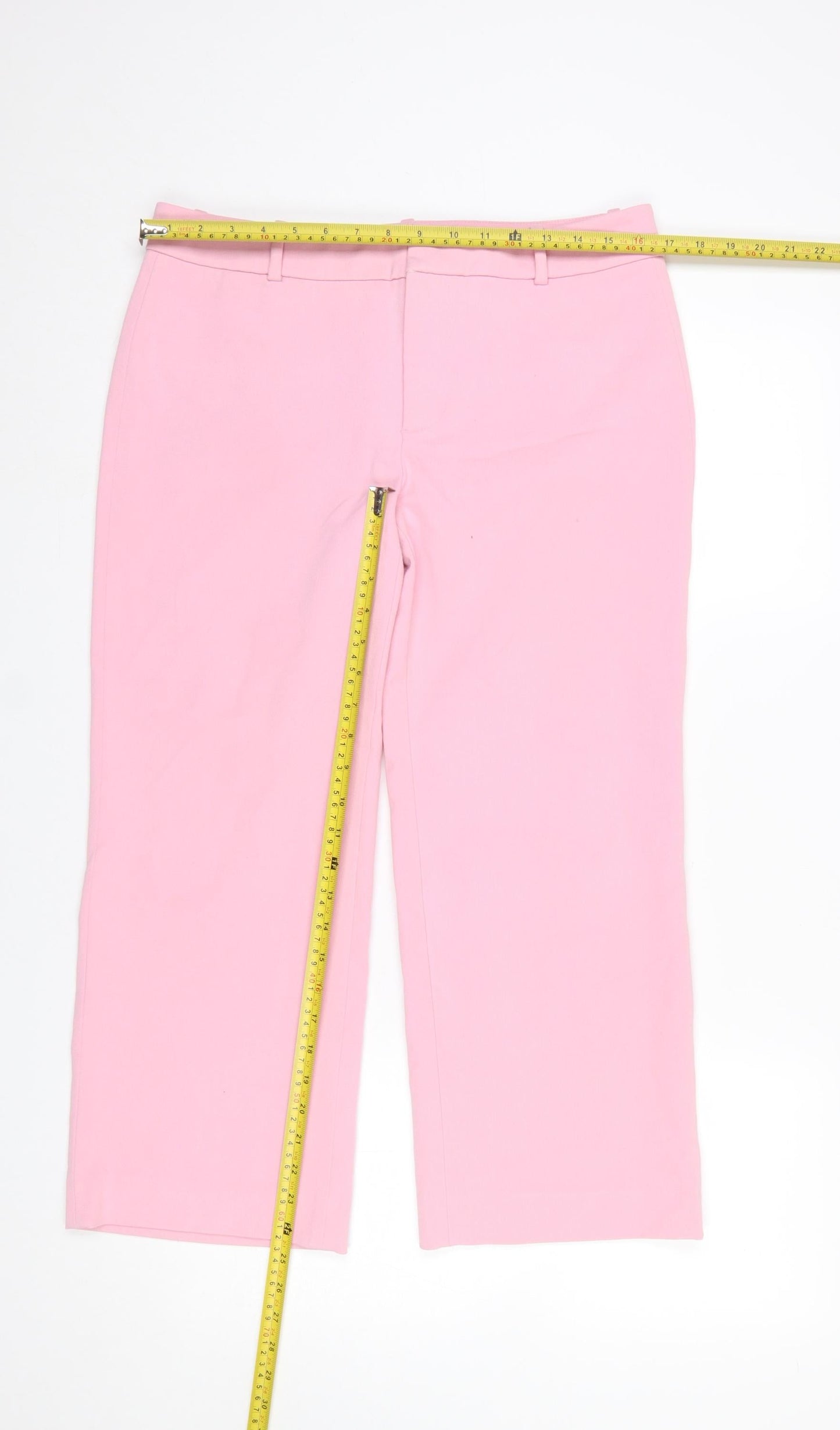 Womens UK Size 12 Zara Slim Fit Business Casual Workwear Pink Trousers