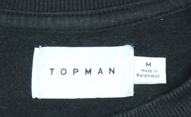 Mens UK Size M Topman Black Pullover Sweatshirt