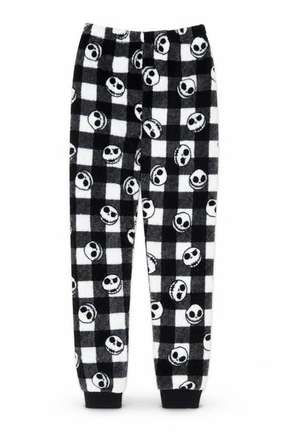 Primark Girls Black Check Jack Skellington Fleece Pyjama Pants 9-10 Years
