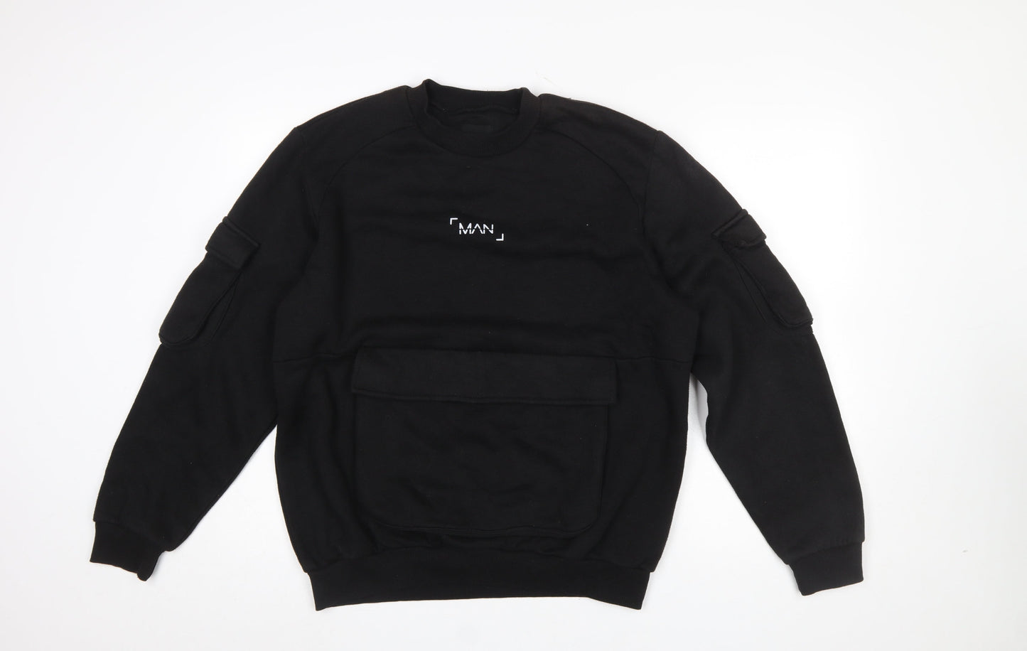 Mens UK Size S boohooMAN Black Pullover Sweatshirt