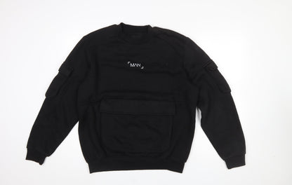Mens UK Size S boohooMAN Black Pullover Sweatshirt