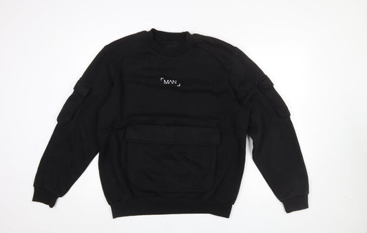 Mens UK Size S boohooMAN Black Pullover Sweatshirt