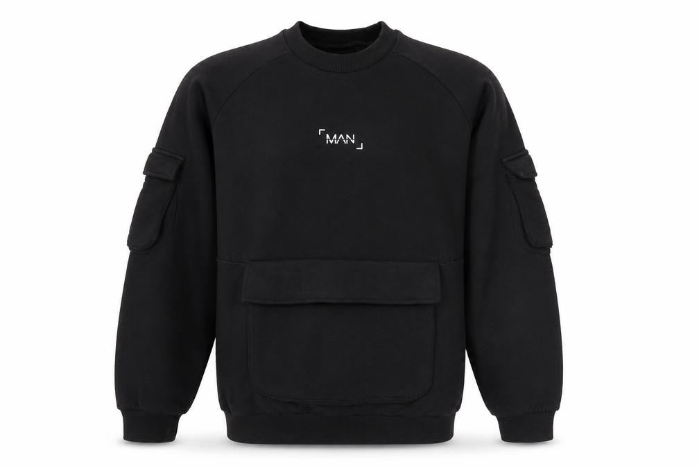 Mens UK Size S boohooMAN Black Pullover Sweatshirt