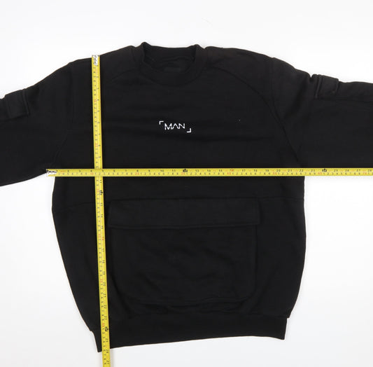 Mens UK Size S boohooMAN Black Pullover Sweatshirt