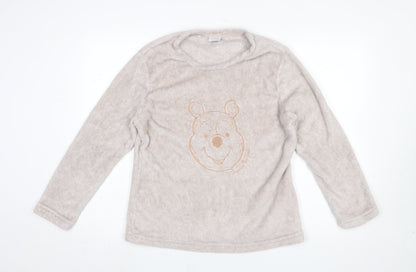Disney Winnie the Pooh Women Beige Fleece Long Sleeve Pyjama Top Size 12-14