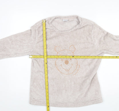 Disney Winnie the Pooh Women Beige Fleece Long Sleeve Pyjama Top Size 12-14