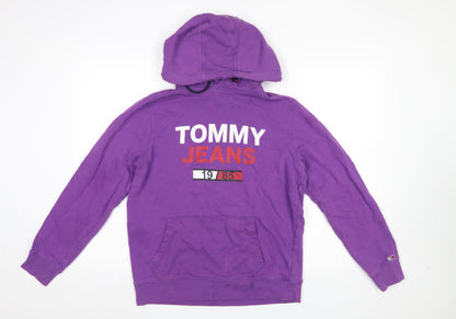 Mens UK Size M Tommy Jeans Purple Pullover Hoodie