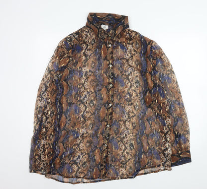 Womens UK Size L River Island Brown Blouse Button-Up