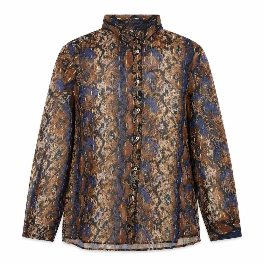 Womens UK Size L River Island Brown Blouse Button-Up