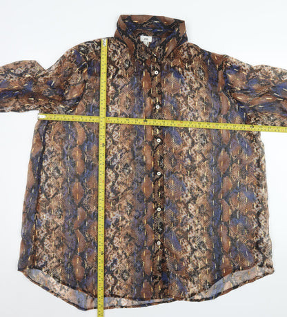 Womens UK Size L River Island Brown Blouse Button-Up