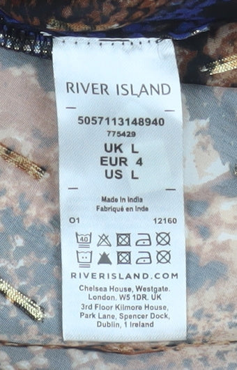 Womens UK Size L River Island Brown Blouse Button-Up