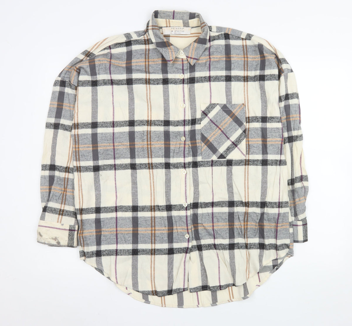 Primark Men's Multicoloured Check Button-Up Shirt M Regular Fit