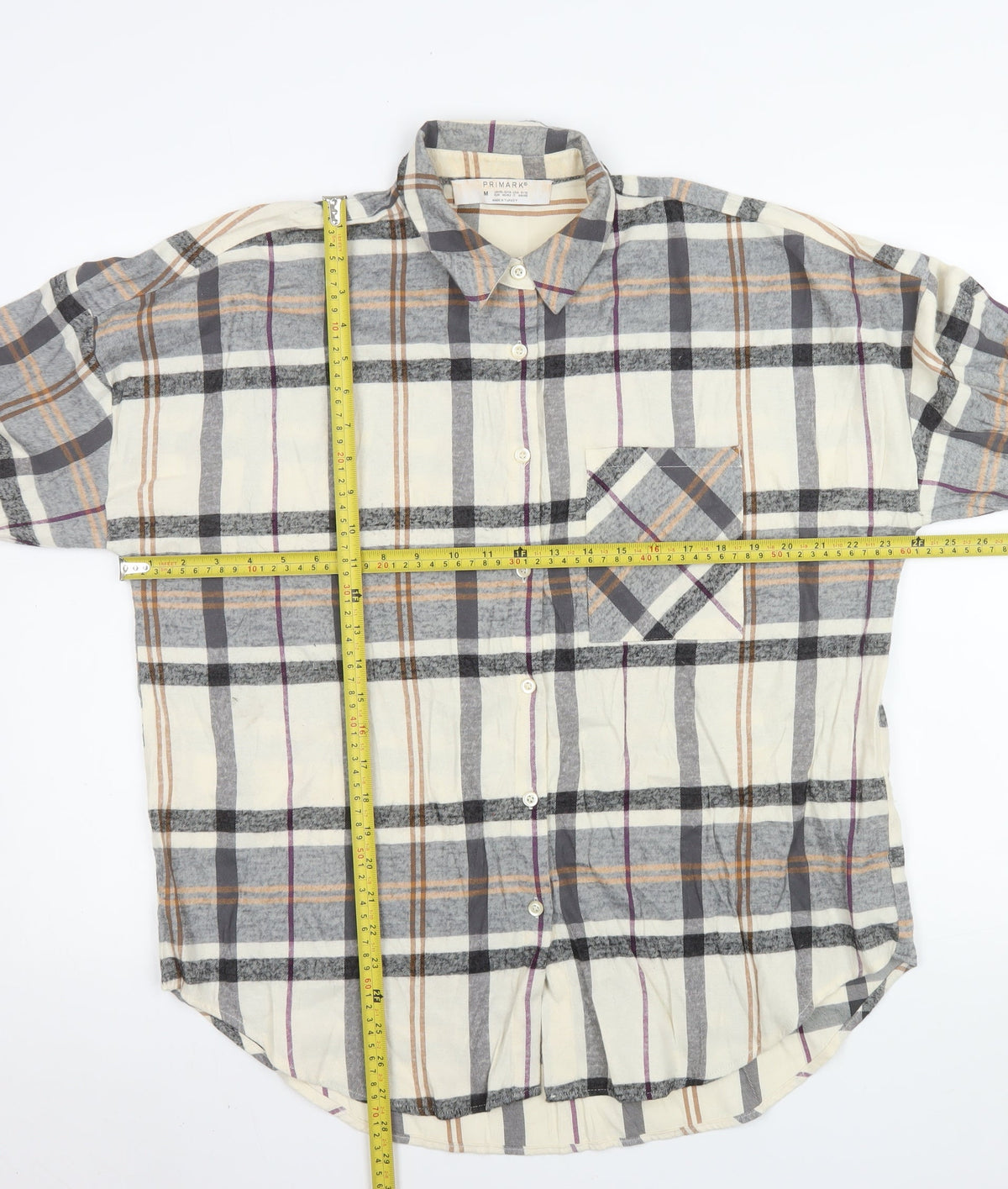 Primark Men's Multicoloured Check Button-Up Shirt M Regular Fit